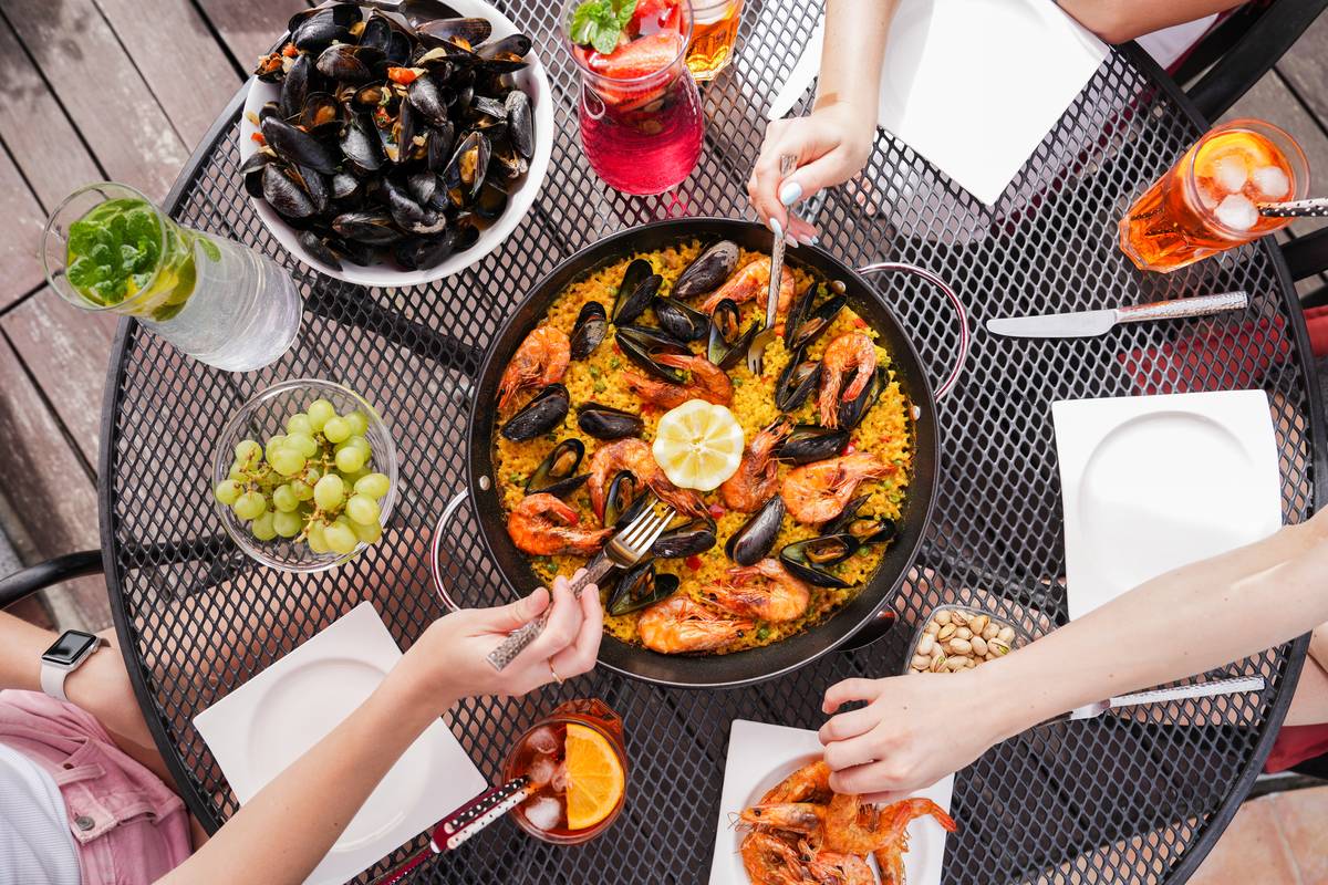 Paella, záběr shora